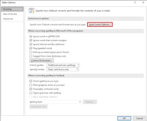 Turn Off AutoCorrect Outlook