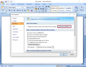 Turn Off AutoCorrect Microsoft Word