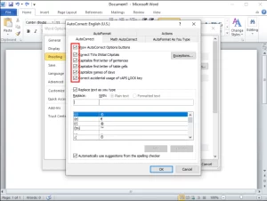 Turn Off AutoCorrect Microsoft Word