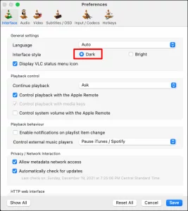 Enable Dark Mode VLC