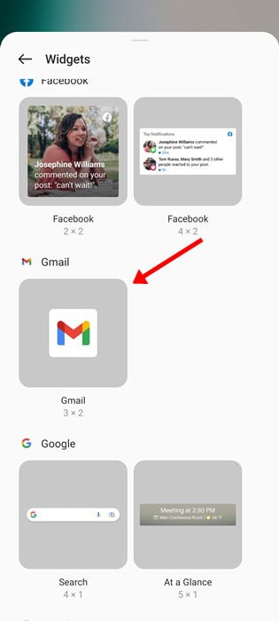 Add Gmail Widget to Android Home Screen